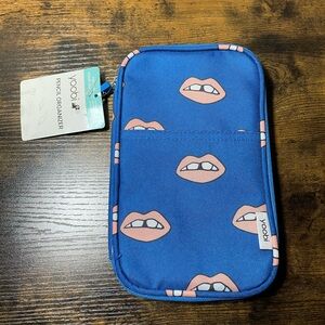 Yoobi Blue Pencil Case with Pink Lip Print